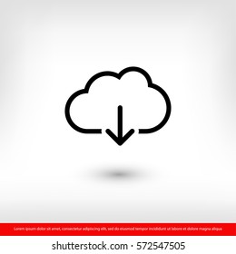 Cloud download, linear icon. One of a set of linear web icons