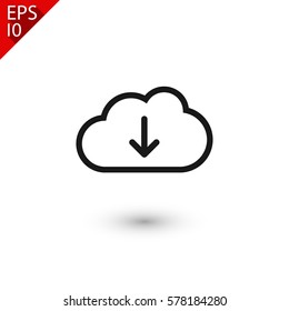 Cloud download, linear icon. One of a set of linear web icons