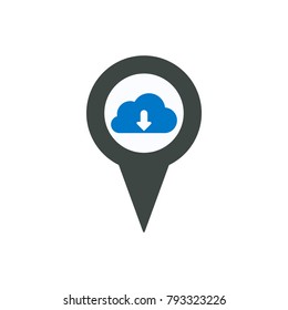 Cloud download location marker pin place icon