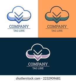Cloud Download Logo Simple Design Vector, Suitable For Web, Business And Banners