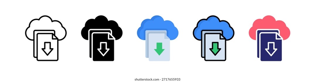 Cloud Download Sammlung von Symbolen mit mehreren Stilen..