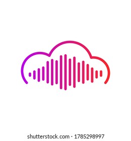 Cloud download music icon. Music streaming service, sound cloud computing, online media streaming, audio library cloud, Musical note. Play online song icon
