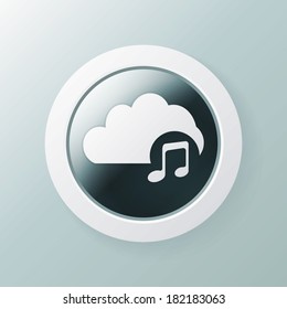 Cloud download music icon. Music streaming service, sound cloud computing, online media streaming, audio library cloud, Musical note. Play online song icon