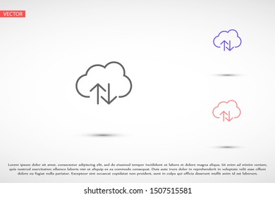 Cloud Download. One of a set of linear web icon.Cloud Download arrow in the cloud sign. Cloud Download storage icon- black background. download icon -