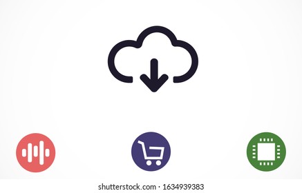 Cloud Download. One of a set of linear web icon.Cloud Download arrow in the cloud sign. Cloud Download storage icon- black background. download icon -