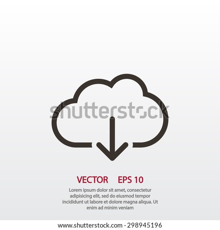 Cloud download. One of a set of linear web icons