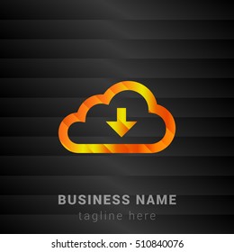 Cloud Download Orange, Yellow and Black silk fashion premium icon / Logo