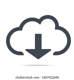 cloud download outline isolated vector on white background eps 10
