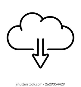 cloud download outline vector isolated, white background, eps 10.