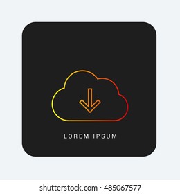Cloud Download Red & Orange gradient attractive line thin icon / logo design
