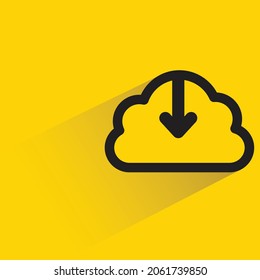 Cloud-Download mit Schatten auf gelbem Hintergrund