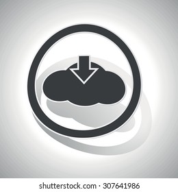 Cloud download sign sticker, curved, with outlining and shadow