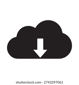 cloud download silhouette isolated vector