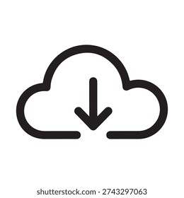 cloud download silhouette isolated vector