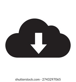 cloud download silhouette isolated vector