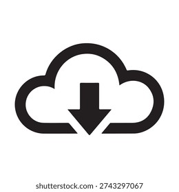 cloud download silhouette isolated vector