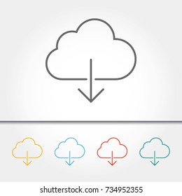 Cloud Download Single Icon Vector Illustration