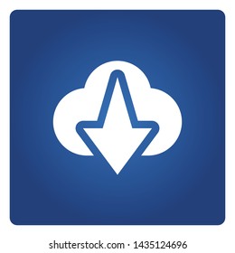 cloud download and update icon in blue button