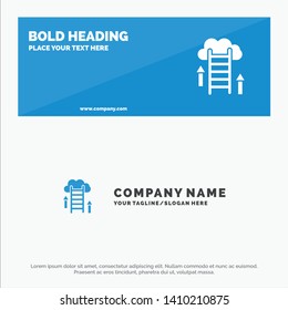 Cloud, Download, Upload, Data, Server SOlid Icon Website Banner and Business Logo Template