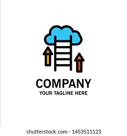 Cloud, Download, Upload, Data, Server Business Logo Template. Flat Color