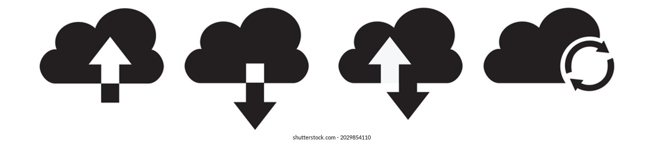 Cloud download and upload icon. Upload download cloud arrow. Line style. Download cloud computing outline and filled vector sign. Download symbol