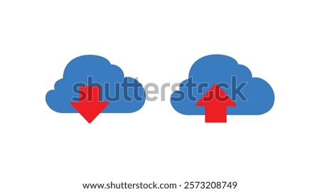 Cloud download and upload icon. Upload download cloud arrow. Download symbol. Upload download cloud arrow vector filled icon symbol.