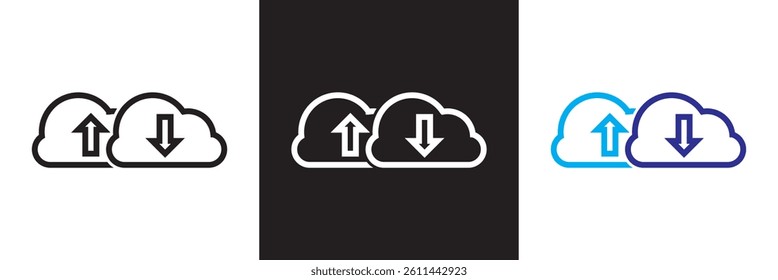 Cloud download and upload icon. Design for decoration, sticker, icon, etc. Vector illustration. isolated on white and black background. EPS 10