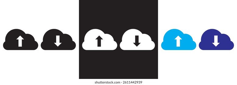 Cloud download and upload icon. Design for decoration, sticker, icon, etc. Vector illustration. isolated on white and black background. EPS 10