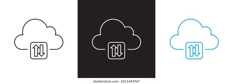 Cloud download and upload icon. Design for decoration, sticker, icon, etc. Vector illustration. isolated on white and black background. EPS 10
