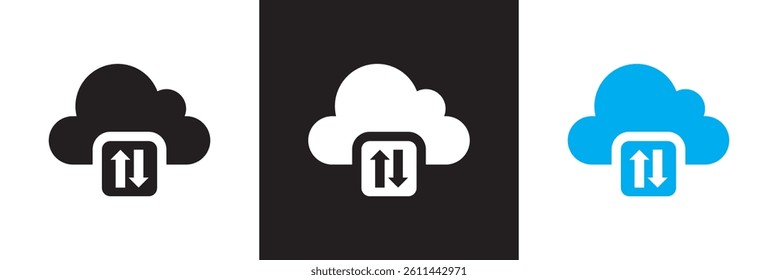 Cloud download and upload icon. Design for decoration, sticker, icon, etc. Vector illustration. isolated on white and black background. EPS 10