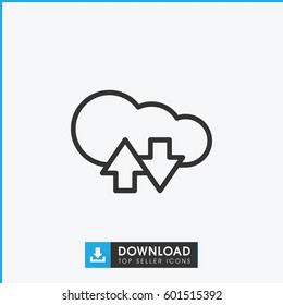 cloud download upload icon. simple outline cloud download upload vector icon. on white background.