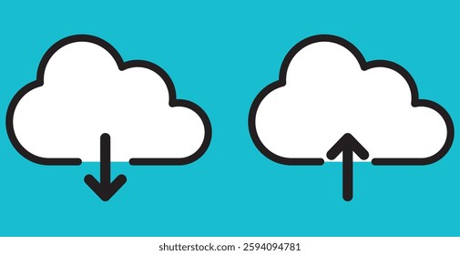 Cloud download upload illustration set