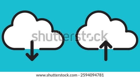 Cloud download upload illustration set