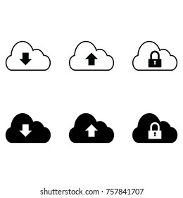 Cloud download, upload and lock icon
