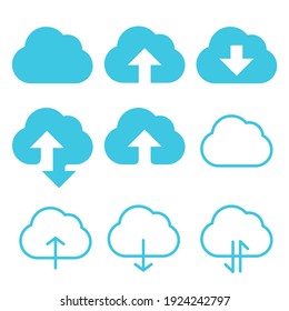Cloud Download Upload Transfer Icon Set