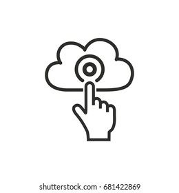 Cloud download vector icon. Black illustration isolated on white background for graphic and web design.