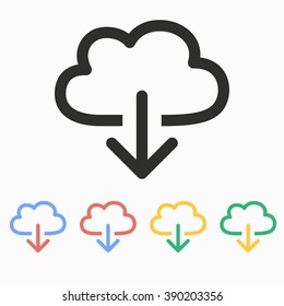 Cloud download vector icon. Illustration isolated on white  background for graphic and web design.