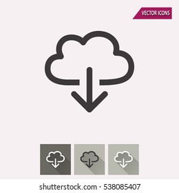 Cloud download vector icon. Illustration isolated for graphic and web design.