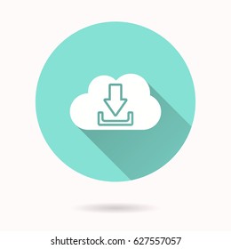 Cloud download vector icon. Illustration isolated for graphic and web design.