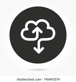 Cloud download vector icon. Illustration isolated for graphic and web design. Round button.