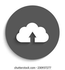 cloud download  - vector icon with shadow on a round grey button