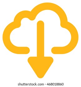 Cloud Download vector icon. Style is outline flat icon symbol, yellow color, white background.