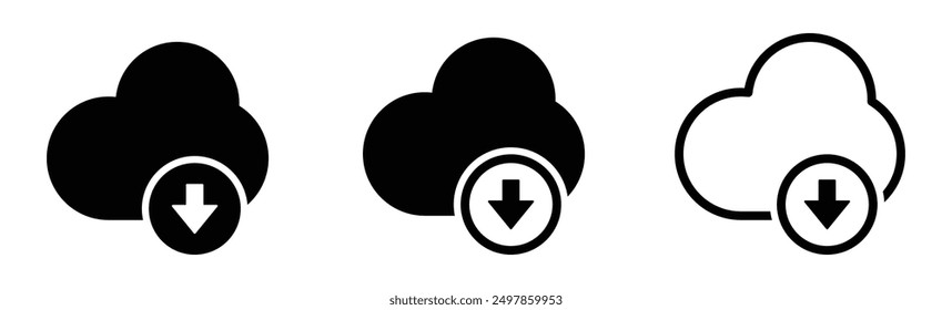 Cloud download vector icons set. Download from cloud signs