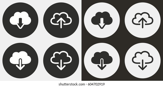 Cloud download vector icons set. Illustration isolated for graphic and web design.