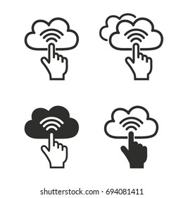 Cloud download vector icons set. Black Illustration isolated for graphic and web design.