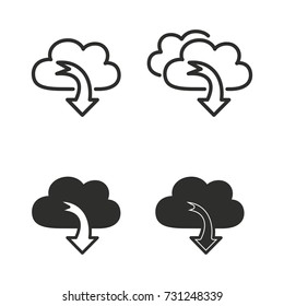 Cloud download vector icons set. black Illustration isolated for graphic and web design.