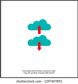  Cloud Download. Vector illustration of upload and download documents, information into the cloud on white isolated background. Layers grouped for easy editing illustration. For your design.