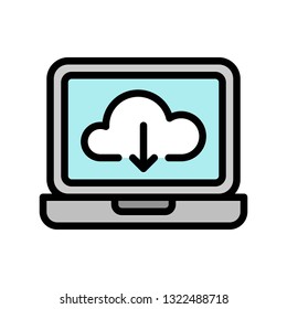 Cloud download vector, Social media filled style editable stroke icon