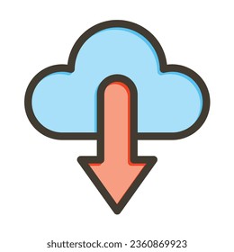 Cloud Download Vector Thick Line Filled Colors Icon For Personal And Commercial Use.
