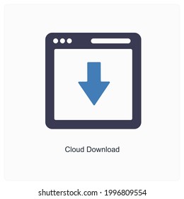 Cloud Download or Website Icon Concept